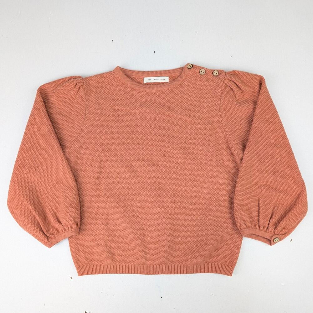 No Brand Coral Color Girls 4/5 Balloon Sleeve Sweater